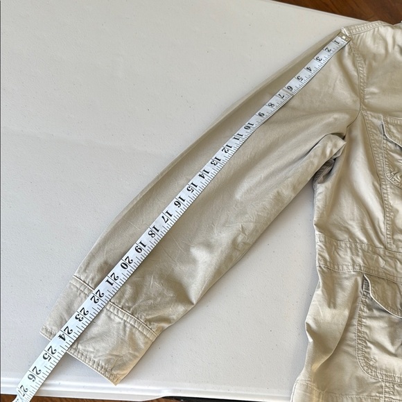 L.L. Bean Tan Utility Jacket Buttoned Cinched Waist Relaxed Fit Cotton Sz 16 - Picture 13 of 16